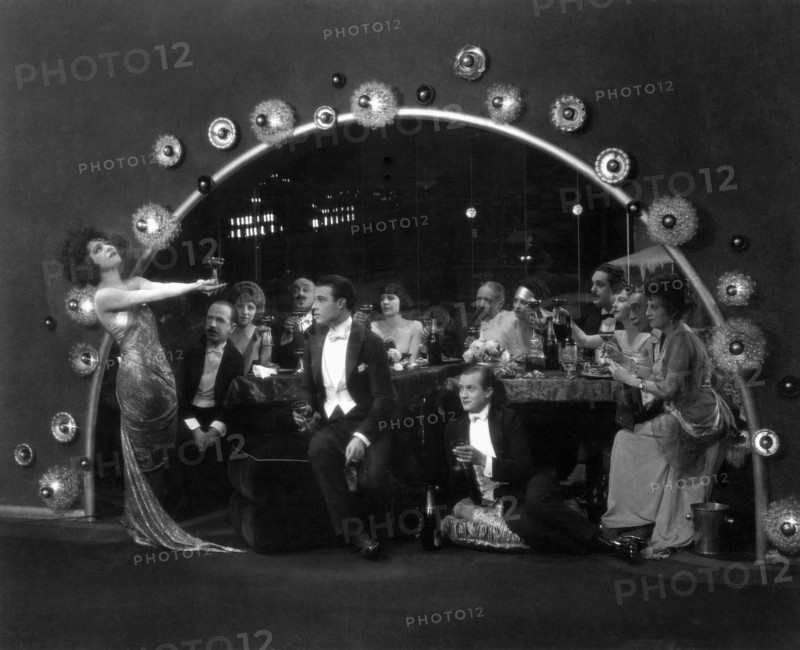 Alla Nazimova Rudolph Valentino and group of people, on-set of the Silent Film, "Camille", 1921