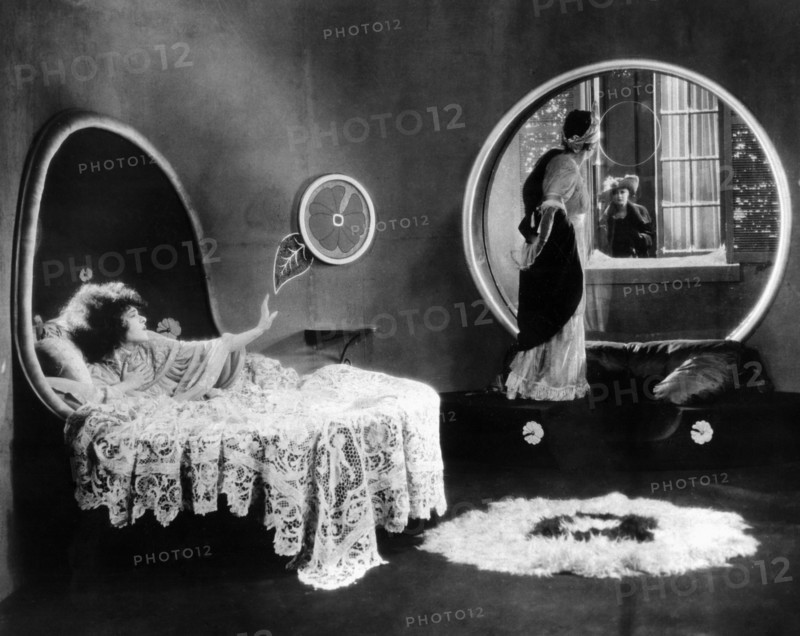 Alla Nazimova (left), on-set of the Silent Film, "Camille", 1921