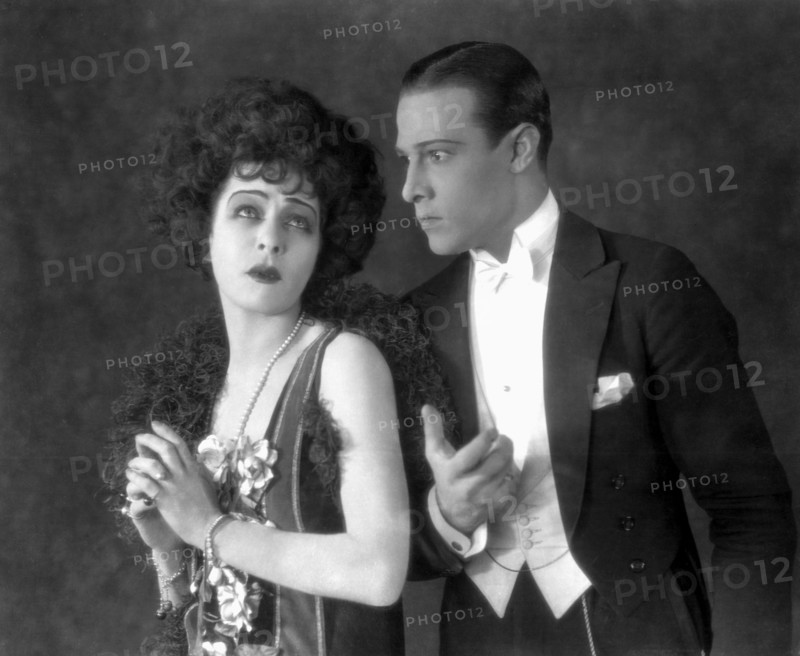 Alla Nazimova and Rudolph Valentino, on-set of the Silent Film, "Camille", Close-Up, 1921
