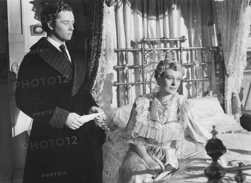 Tim Holt and Dolores Costello, on-set of the Film, "The Magnificent Ambersons" directed by Orson Welles, 1942