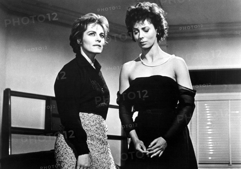 Viveca Lindfors and Rita Gam, on-set of the Film, "No Exit" directed by Tad Danielewski, 1962