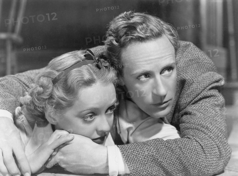 Bette Davis and Leslie Howard, on-set of the Film, "The Petrified Forest" directed by Archie Mayo, 1936