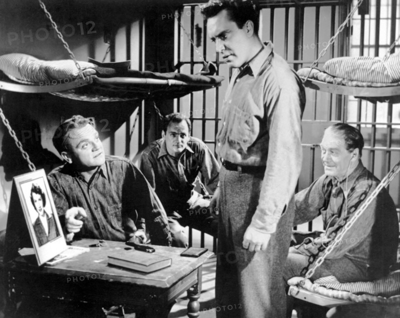 James Cagney, Robert Osterloh, Edmond O'Brien and G. Pat Collins, on-set of the Film, "White Heat", 1949