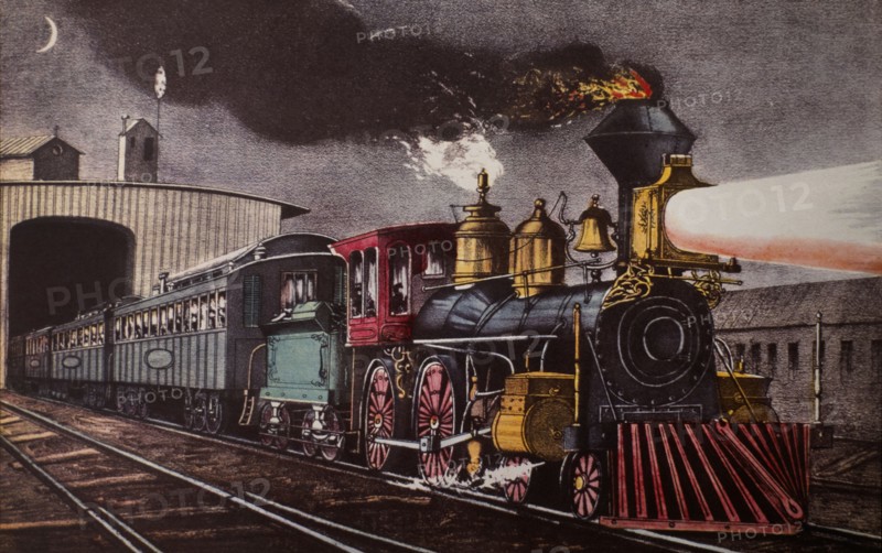 The Night Express: The Start, Lithograph, Currier & Ives, 19th Century
