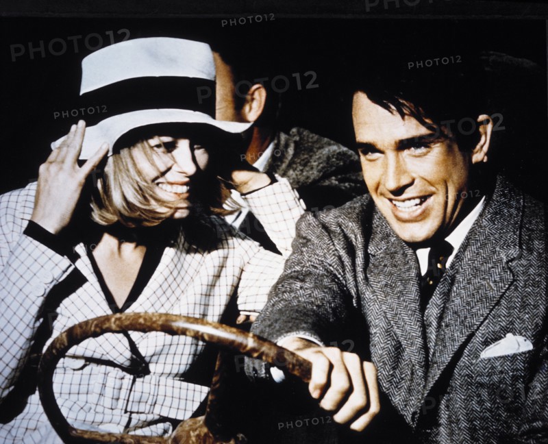 Faye Dunaway and Warren Beatty, on-set of the Film, "Bonnie and Clyde", 1967