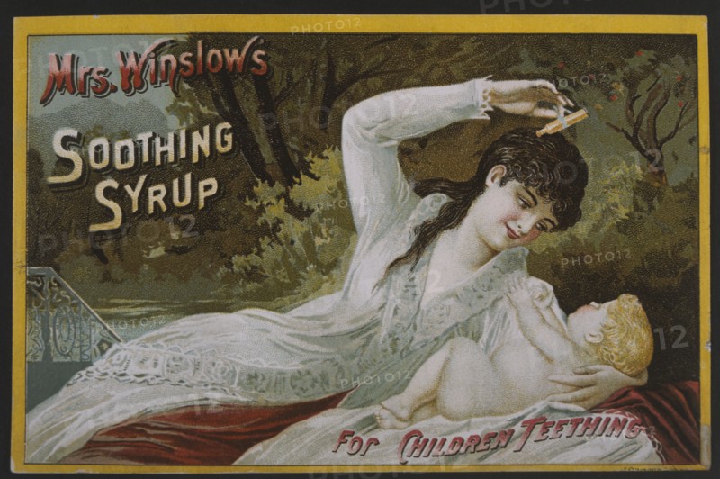 Mother with Infant, Mrs. Winslow's Soothing Syrup, Trade Card, circa 1900