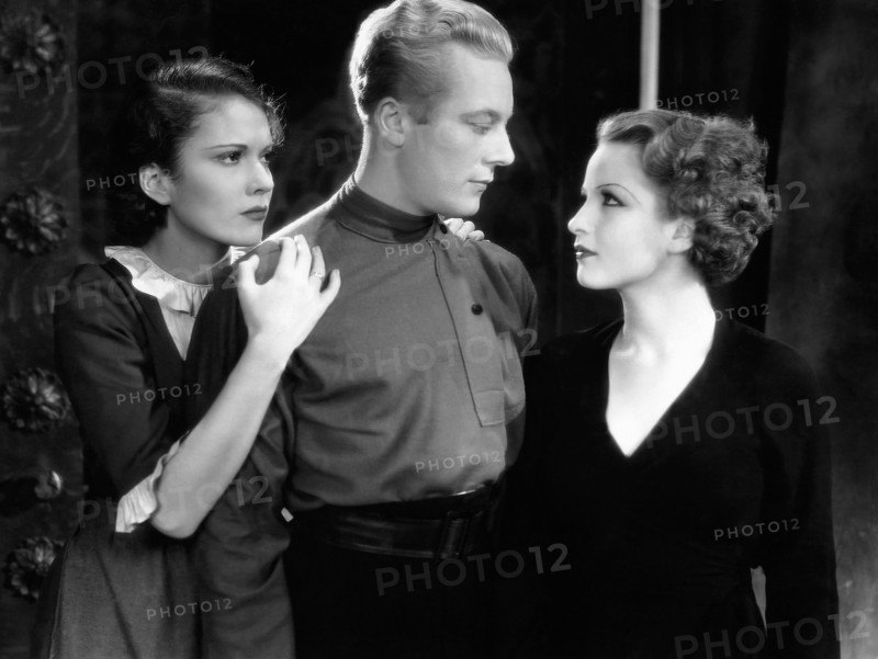 Marguerite Churchill, Gene Raymond, Sari Maritza, on-set of the Film, "Forgotten Commandments", 1932