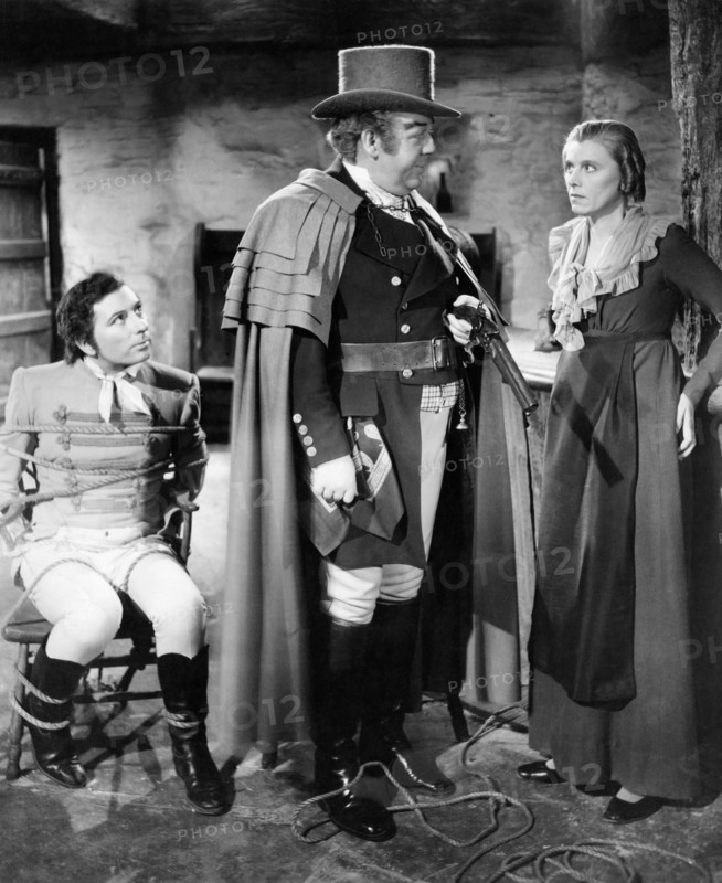 Robert Newton, Charles Laughton and Marie Ney, on-set of the Film, "Jamaica Inn", 1939