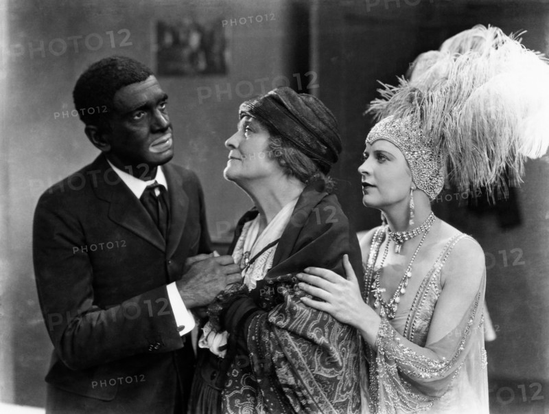 Al Jolson, Eugenie Besserer, May McAvoy, on-set of the Silent Film, "The Jazz Singer", 1927