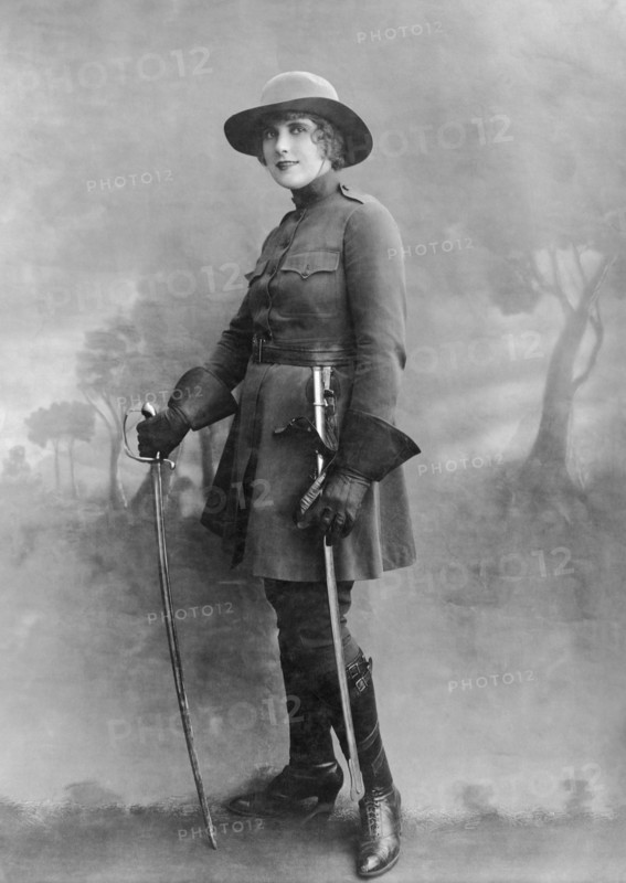 Pearl White, on-set of the Silent Film Serial, "Pearl of the Army", 1916