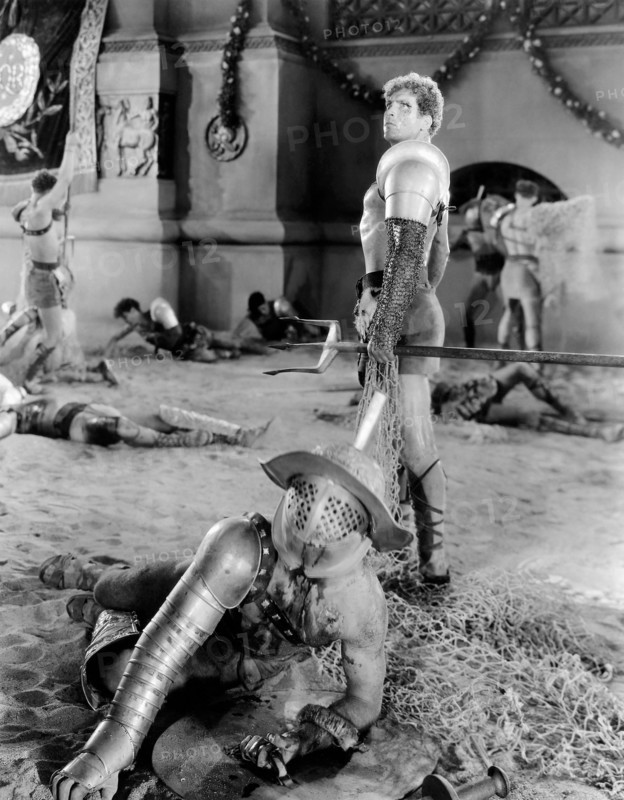 Gladiators Engaged in Combat in Arena, on-set of the Film, "The Sign of the Cross", 1932