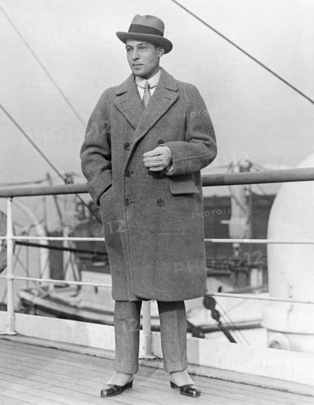 Rudolph Valentino, Portrait on Boat Deck, circa 1925