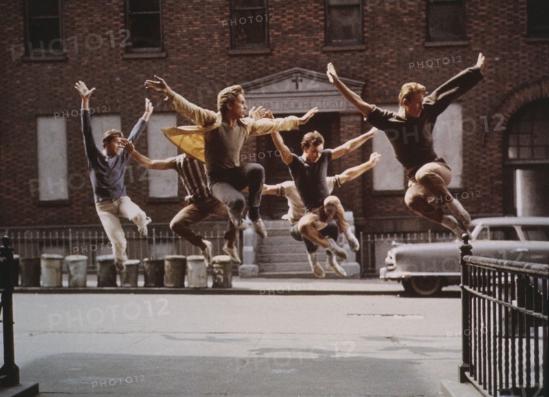 Jets Gang Dancing in Street, on-set of the Film, "West Side Story", 1961