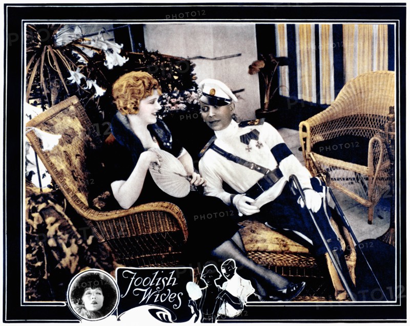 Miss DuPont, Erich von Stroheim, on-set of the Silent Film, "Foolish Wives', 1922