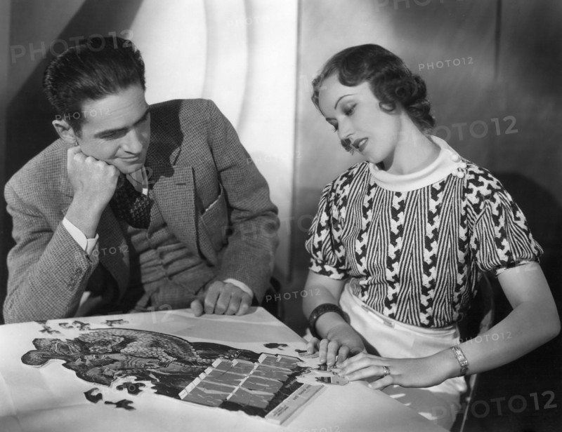 Director Ernest Schoedsack, Fay Wray Assembling the King Kong Jigsaw Puzzle, 1933