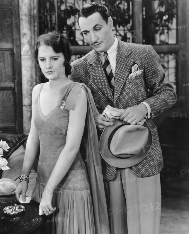 Barbara Stanwyck, Rod La Rocque, on-set of the Film, "The Locked Door", 1929