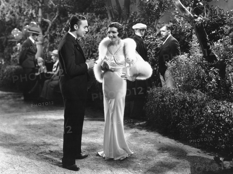 Charles Boyer, Claudette Colbert, Clive Brook, Andy Devine, on-set of the Film, "The Man from Yesterday", 1932
