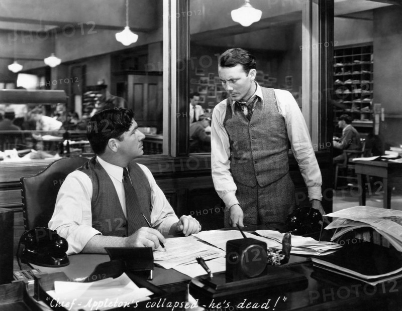 George Bancroft (Left), on-set of the Film, "Scandal Sheet", 1931