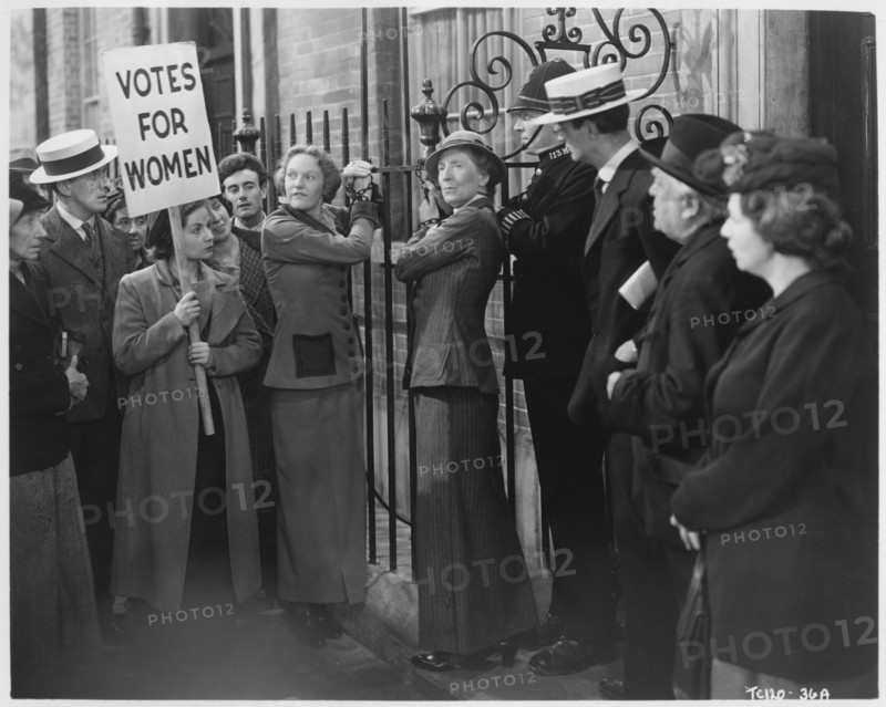 Women's Voting Rights Protest, on-set of the British Film, "Fame is the Spur", 1947