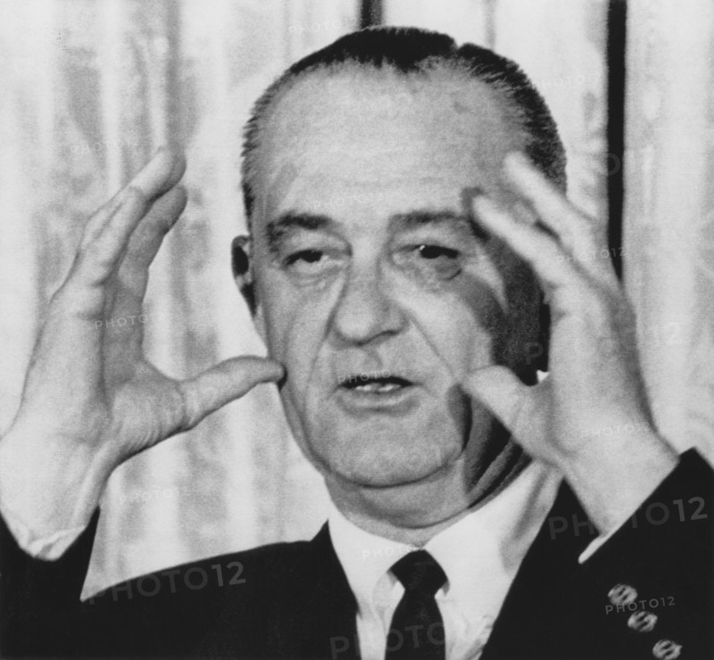 Close-Up of U.S. President Lyndon B. Johnson While Addressing the National Conference on Educational Legislation, Washington, D.C., 1965