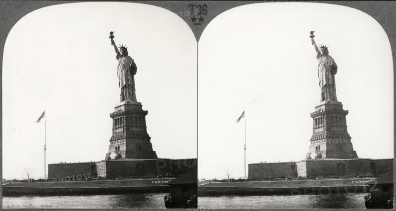 Statue of Liberty, Bedloe's Island, New York City, USA, Stereo Card, circa 1928