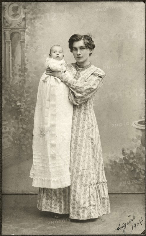 Mother Holding Infant Child, Portrait, circa 1904