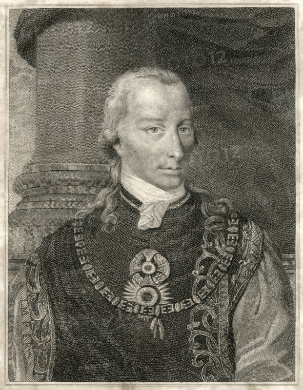 Francis I (also known as Francis II, 1768-1835), First Emperor of Austria, Portrait, Engraving from Painting by A. Dumont, 1815