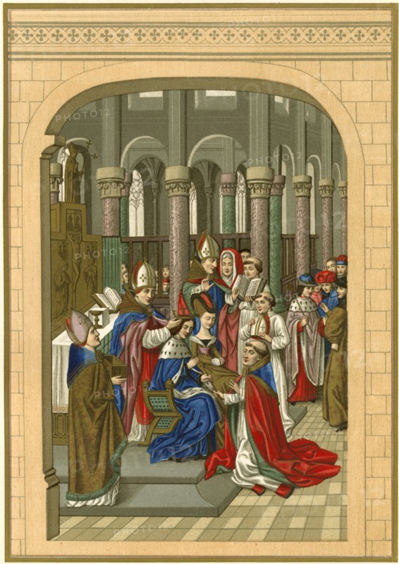 Coronation of Charles V (1338-1380), King of France, 1364, Engraving, circa 1890