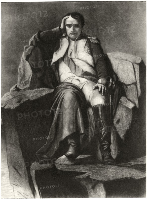 Napoleon at St. Helena, from a Painting by Paul Delaroche, Intaglio-Gravure print by Mentor Assoc, 1913
