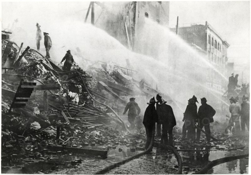 Firemen Battling General Paper Stock Co. Fire after Front Wall Fell, St. Louis, Missouri, USA, May 23, 1911