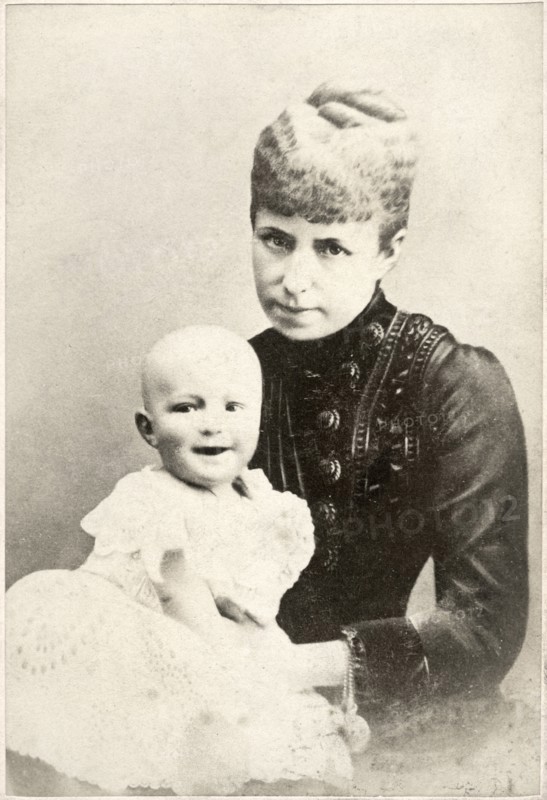 Alfonso XIII (1886-1941), King of Spain, and Mother, Maria Christina of Austria, Queen Regent (1858-1929), Portrait, Albumen Cabinet Card, circa 1886