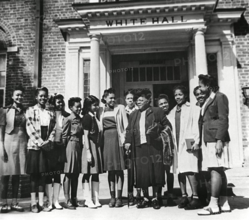 Mary McLeod Bethune, (1875-1955), with Group of Students after Resigning as President of Bethune-Cookman College, Daytona Beach, Florida, 1943