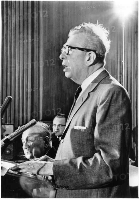 U.S. Senate GOP Leader, Everett Dirksen, Addressing Press Conference, Portrait, 1964