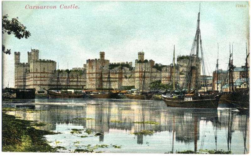 Caernarfon Castle, Wales, United Kingdom, Illustrated Postcard