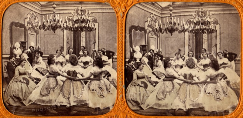 Group of Women Dancing at Party, Stereo Card, circa 1890
