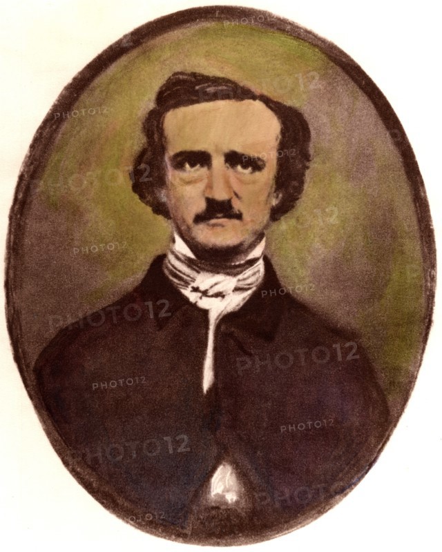 Edgar Allan Poe (1809-49), American Author and Poet, Hand-Colored Portrait