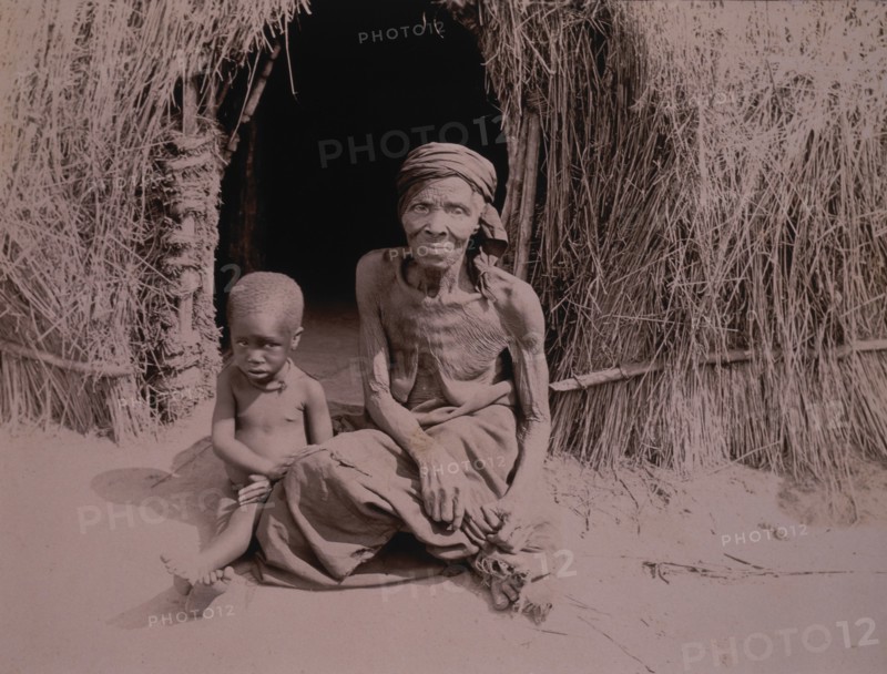 Elderly Zulu Woman with Child, Portrait, Africa, circa 1890