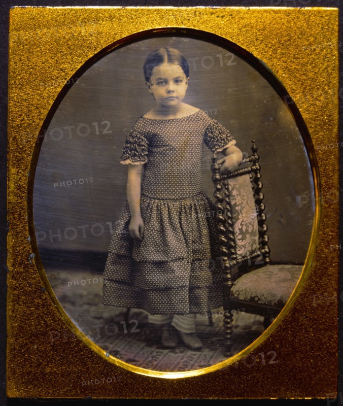 Young Girl Standing Next to Chair, Portrait, Daguerreotype, circa 1850's