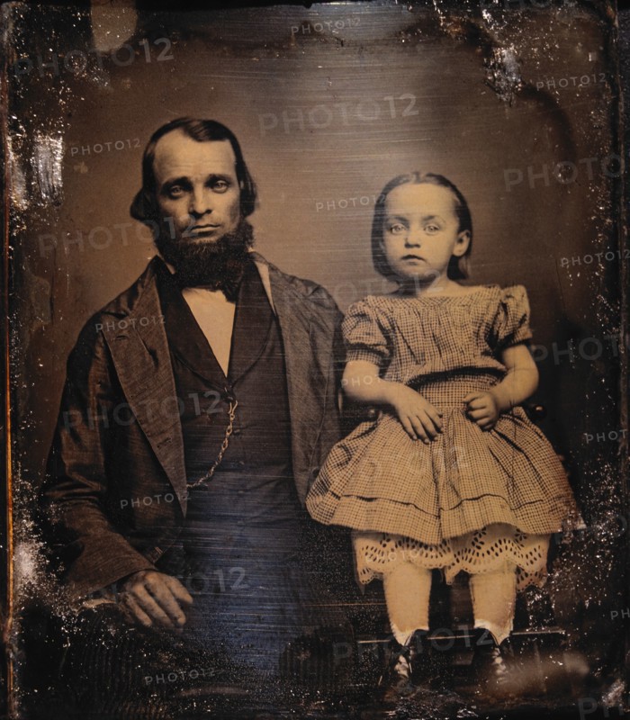 Father and Young Daughter, Portrait, Daguerreotype, circa 1850's