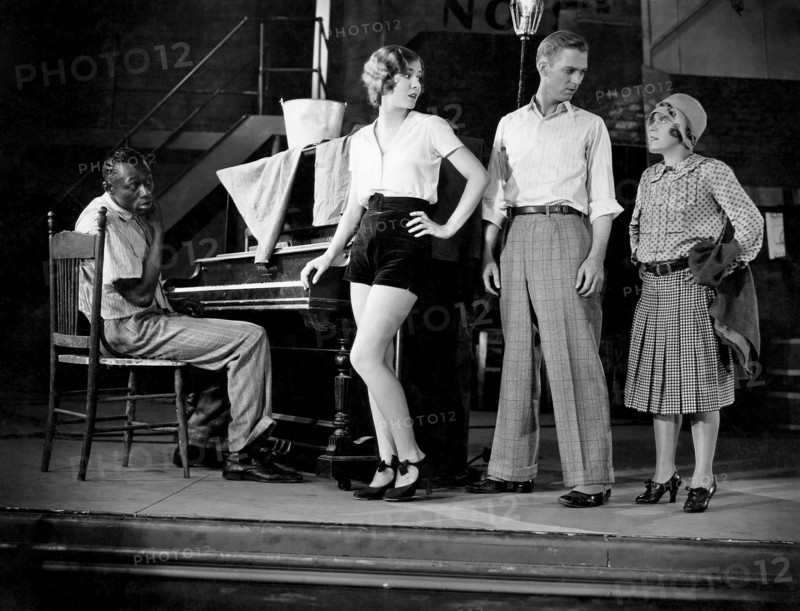 Stepin Fetchit, Mae Clarke,  Lee Tray, Daphne Pollard, on-set of the Film, "Big Time", 1929