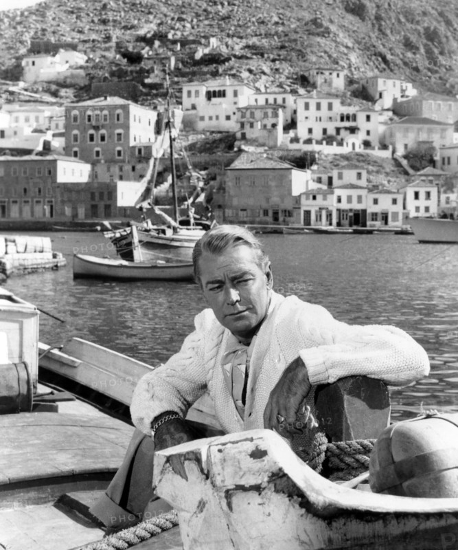 Alan Ladd, on-set of the Film, "Boy on a Dolphin", 20th Century Fox Film Corp., 1957