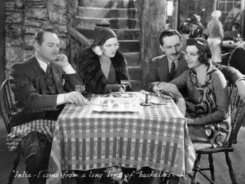 Charles Ruggles, Avonne Taylor, Frederic March, Claudette Colbert, on-set of the Film, "Honor Among Lovers", 1931