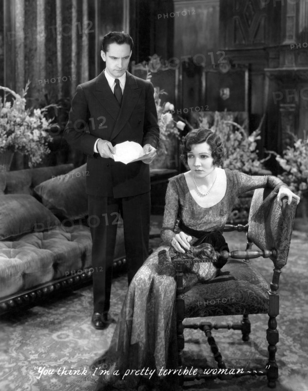 Fredric March, Claudette Colbert, on-set of the Film, "Manslaughter", 1930