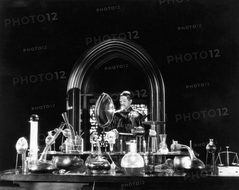 Boris Karloff, on-set of the Film, "The Mask of Fu Manchu", 1932