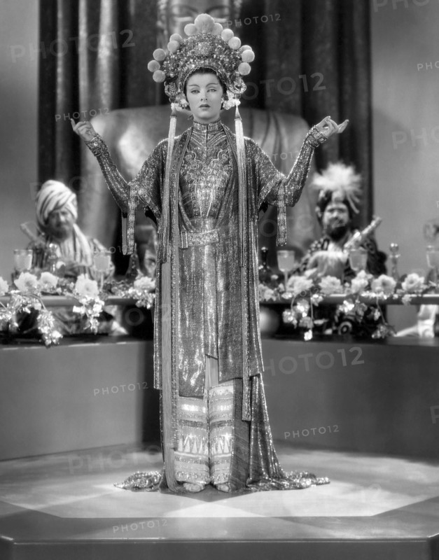 Myrna Loy, on-set of the Film, "The Mask of Fu Manchu", 1932