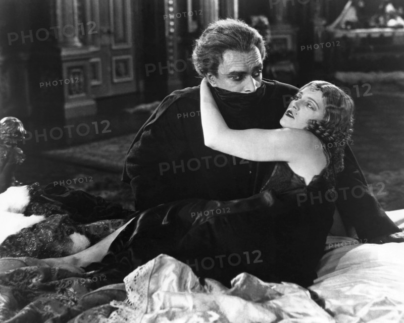 Conrad Veidt, Olga Baclanova, on-set of the Silent Film, "The Man who Laughs", 1928