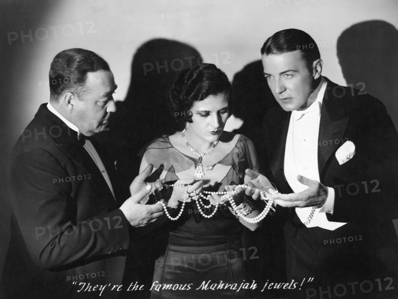 Eugene Pallette, Evelyn Brent, Clive Brook, on-set of the Film "Slightly Scarlet", 1930