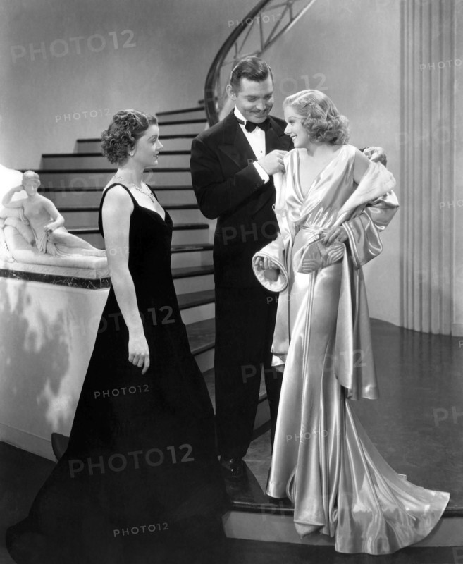 Myrna Loy, Clark Gable, Jean Harlow, on-set of the Film "Wife vs. Secretary", 1936