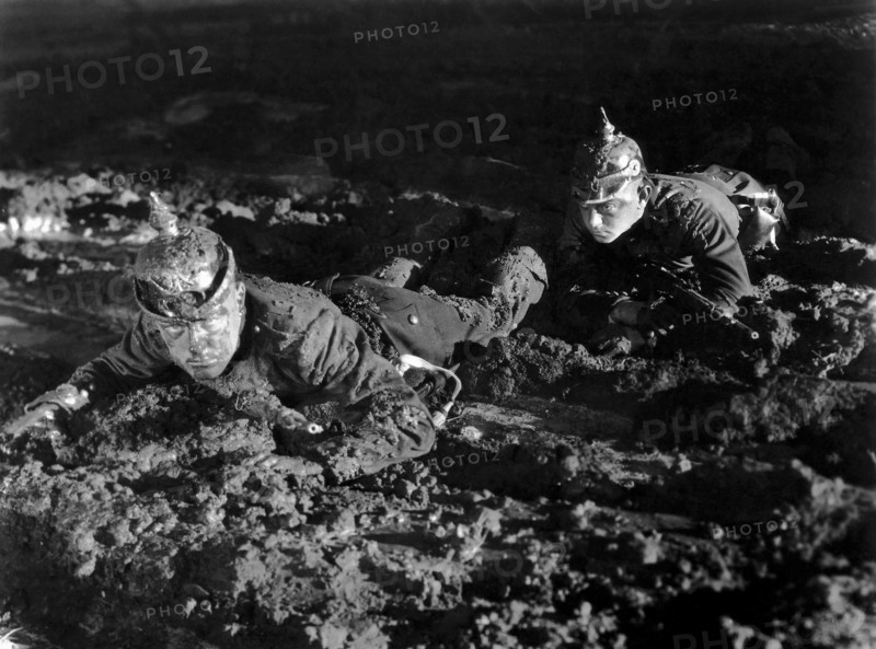 Two Soldiers on-set of the Film "All Quiet on the Western Front", 1930