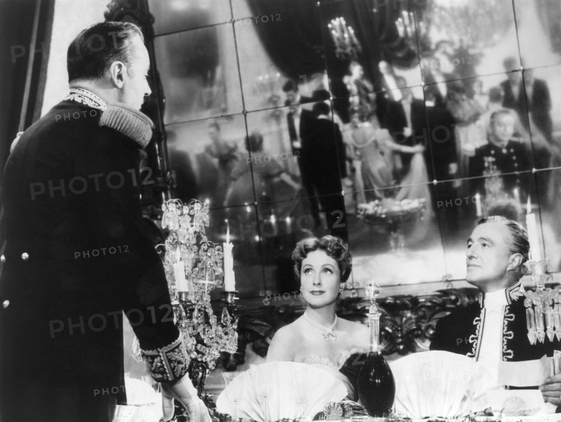 Charles Boyer, Danielle Darrieux, Vittorio De Sica, on-set of the Film "The Earrings of Madame De…" 1953